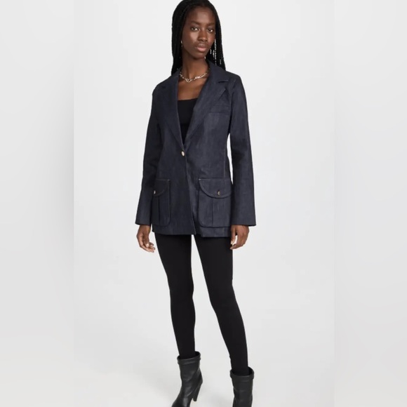 DL1961 Indigo Coated Patch‎ Pocket denim jeans Blazer coat. Size Small - Picture 1 of 10